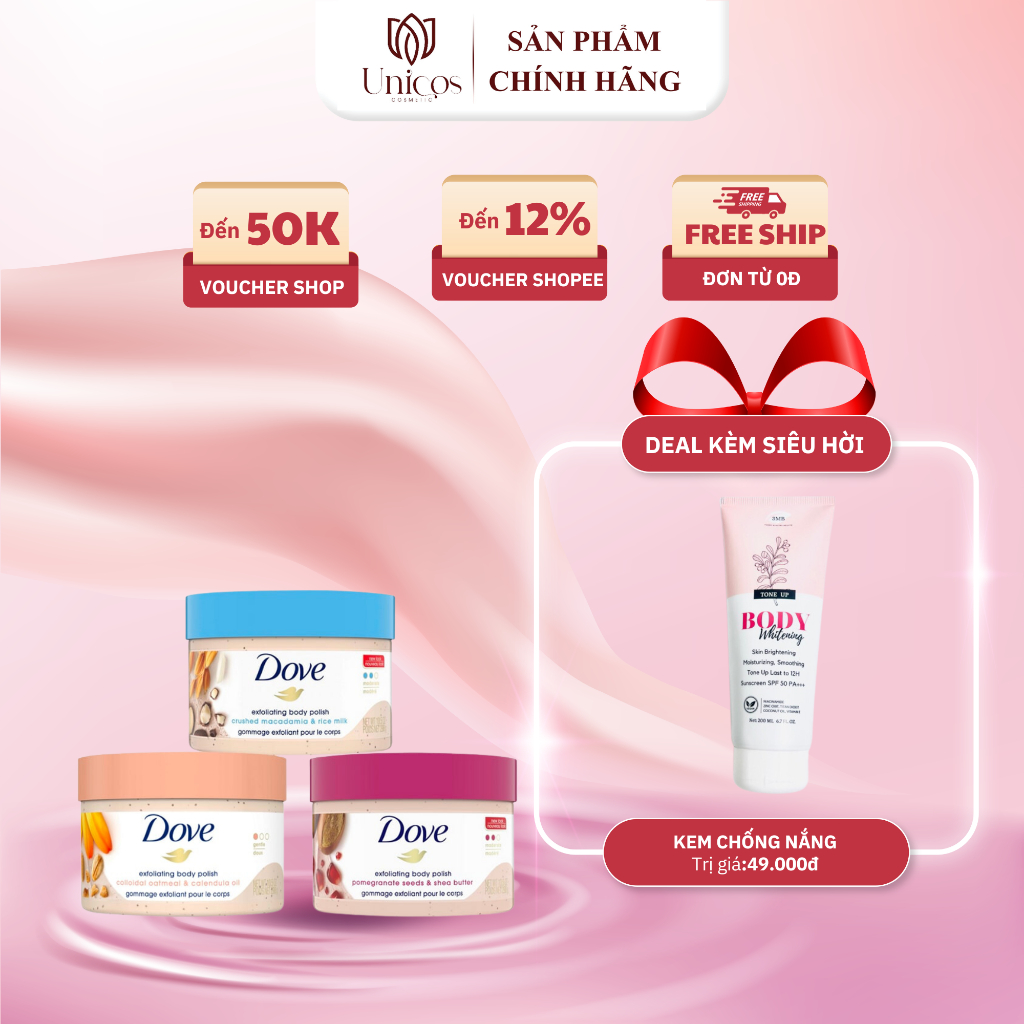 Tẩy Tế Bào Chết Dove Exfoliating Body Polish Scrub - Tẩy Da Chết Dịu Nhẹ - Dưỡng Ẩm Sâu Loại Bỏ Da Chết Sạch An Toàn