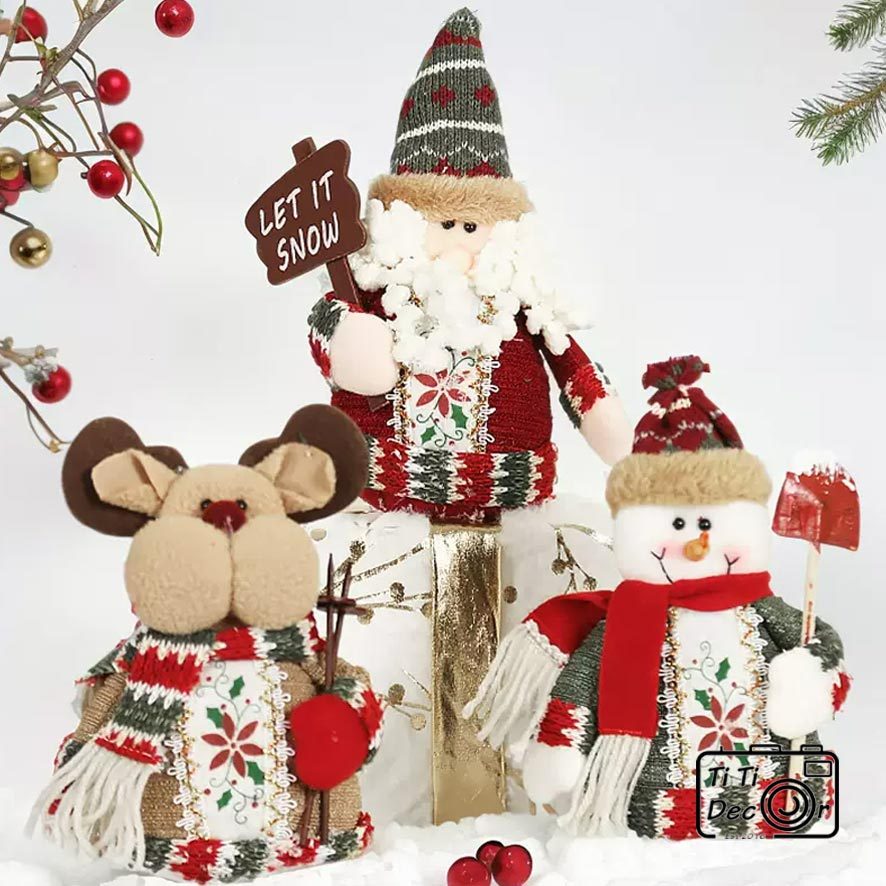 Tuần Lộc Nhung Hươu Trang Trí Noel TiTi Decor, Mô Hình Nhồi Bông Trang Trí Noel