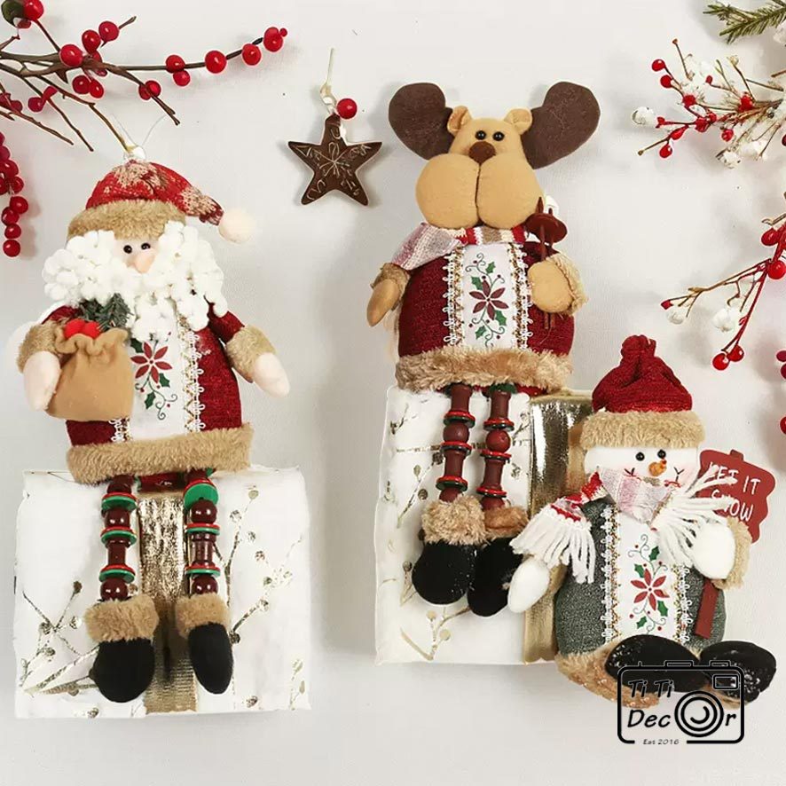Tuần Lộc Nhung Hươu Trang Trí Noel TiTi Decor, Mô Hình Nhồi Bông Trang Trí Noel