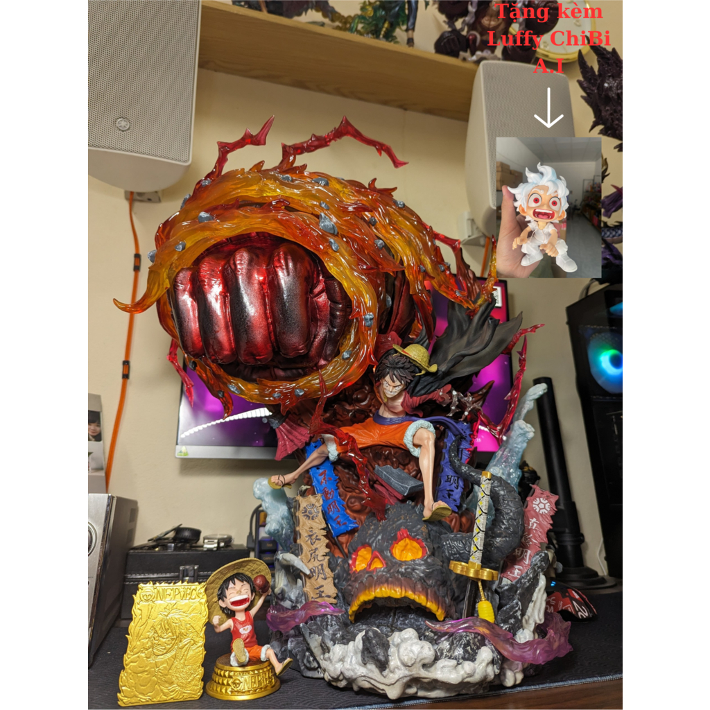 Mô Hình OnePiece Luffy RedRock Cao 60Cm Có Led Tặng Kèm Thêm Thẻ -Odaycomohinh.0