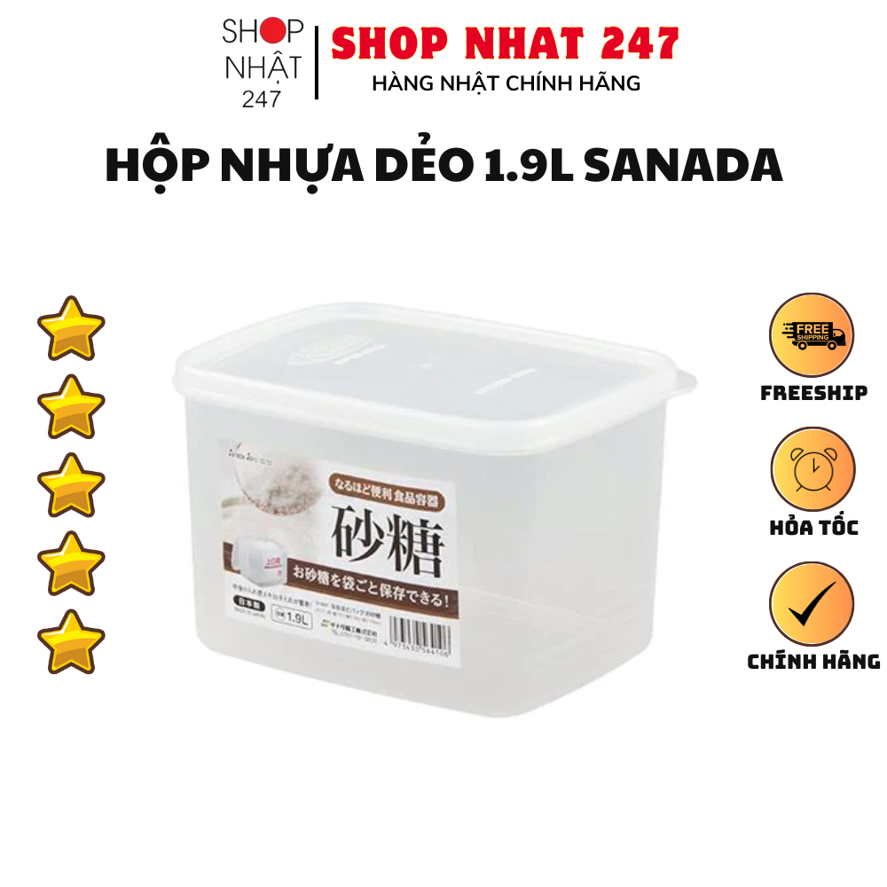 Hộp nhựa đựng đồ khô nắp kín Sanada dung tích 1.9L nội địa Nhật Bản