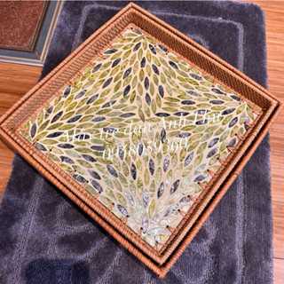 (Sale 50%) Khay mây khảm hình vuông size to đựng ấm trà, bánh kẹo decor nhà cửa ( Ảnh thật) shop mây tre đan Anh Thư