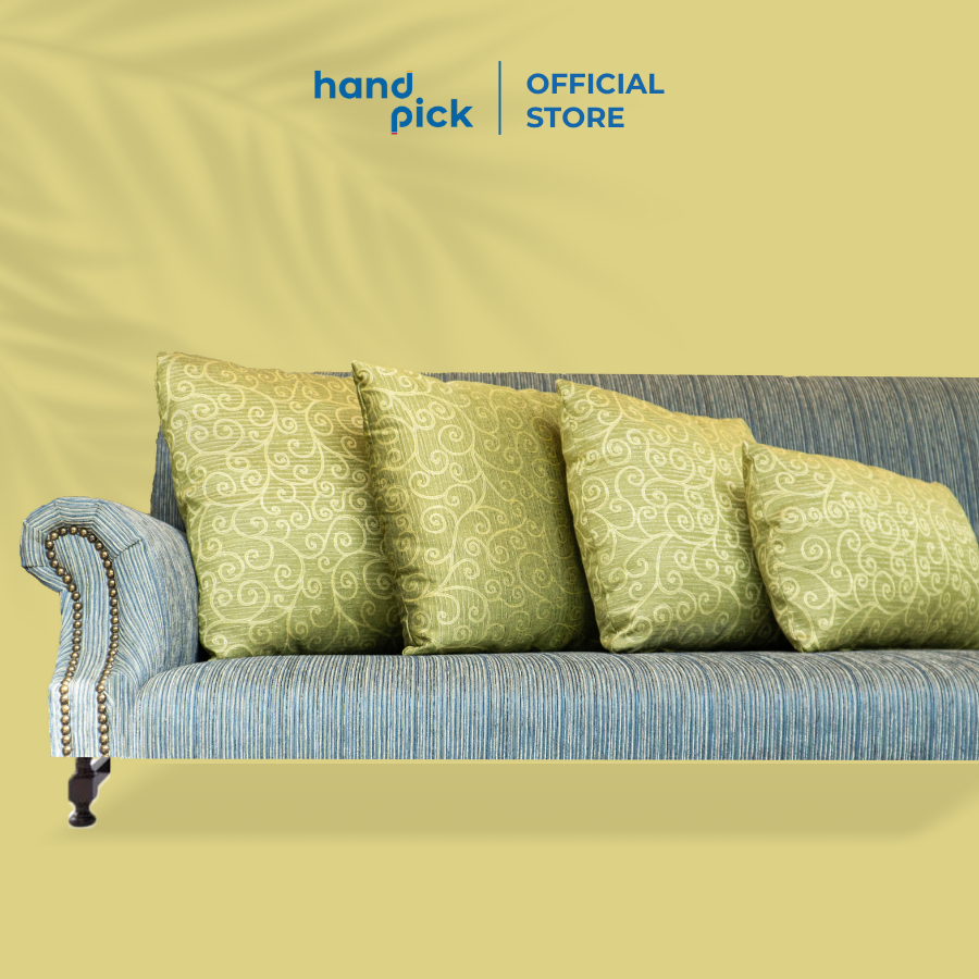 Gối tựa lưng Sofa Cao cấp - vuông 45x45x14cm, họa tiết hoa văn, 100% Bông gòn êm ái- Handpick Concept