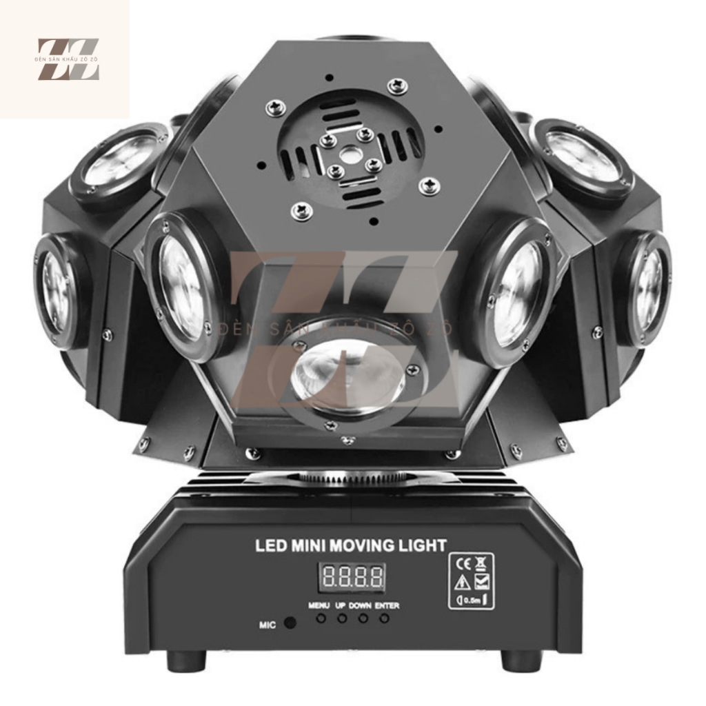 Đèn moving 3 đầu 18 bóng có laser