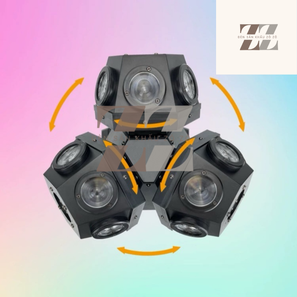 Đèn moving 3 đầu 18 bóng có laser