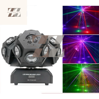 Đèn moving 3 đầu 18 bóng có laser
