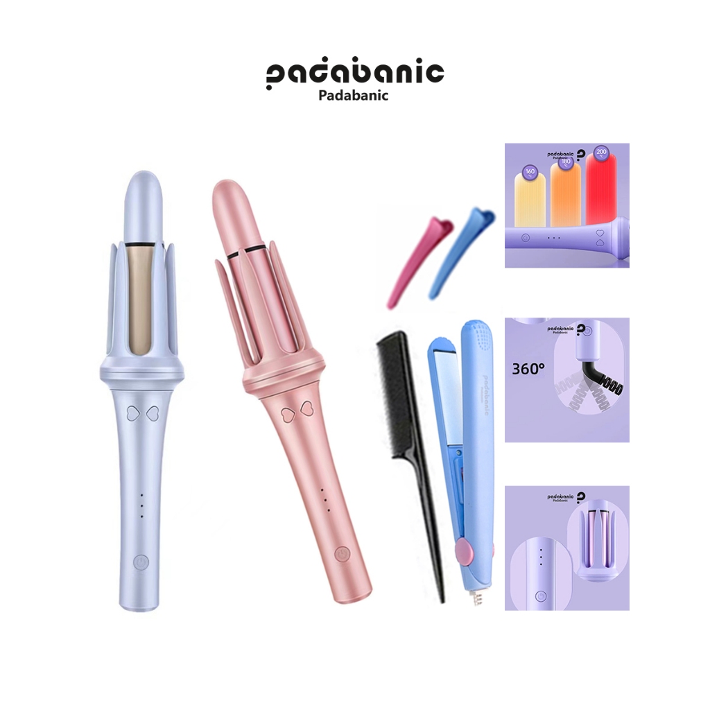 ComBo Máy Uốn Xoăn Tự Động Padabanic 8885 Tặng Kèm Máy Duỗi Tóc Mini Hữu Dụng Dễ Mang Theo Khi Đi Du Lịch