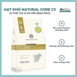 [5kg] Hạt Cho Mèo Trưởng Thành (Adult) Natural Core C3 Vị Gà & Cá Hồi