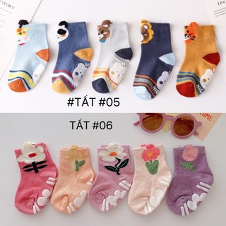 Set 10 đôi tất cổ cao chống trượt cho bé trai bé gái