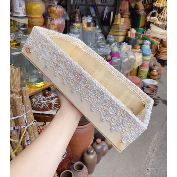 Khay gỗ ren làm giỏ quà tết 2024