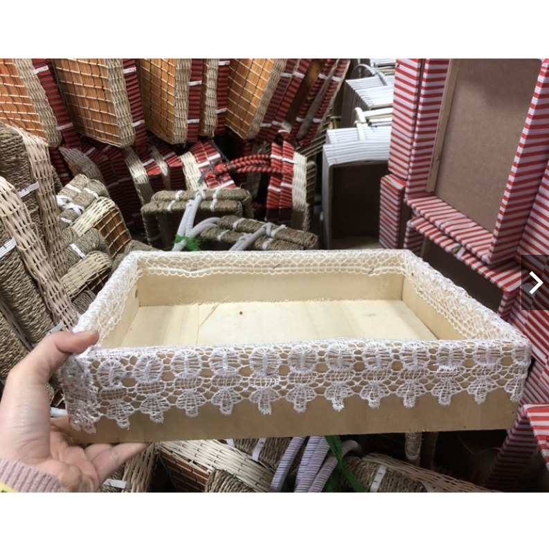 Khay gỗ ren làm giỏ quà tết 2024