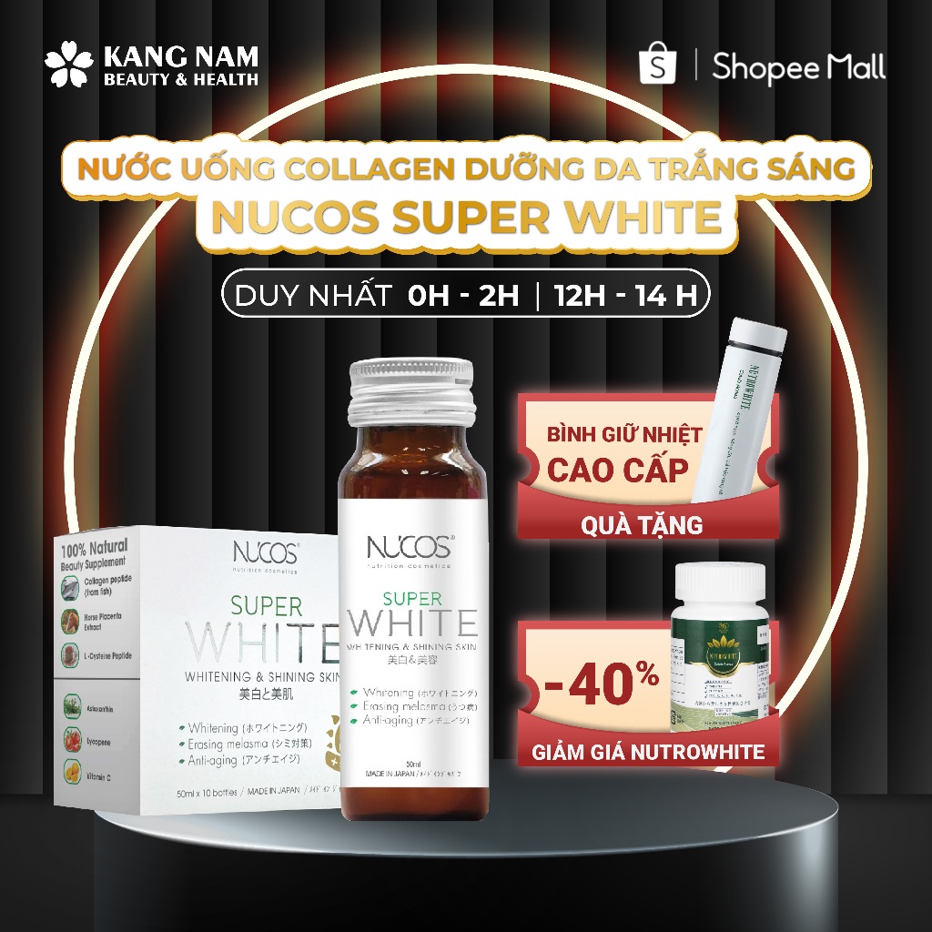 Nước Uống Collagen Dưỡng Da Trắng Sáng Nucos Super White (Hộp 10 chai x 50ml)