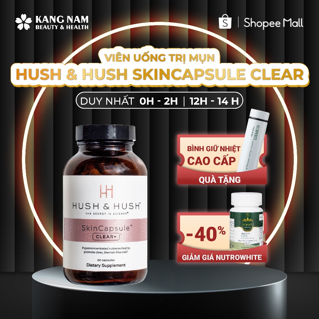 Viên Uống Ngăn Ngừa Mụn Hush & Hush SkinCapsule Clear+ 60 Viên