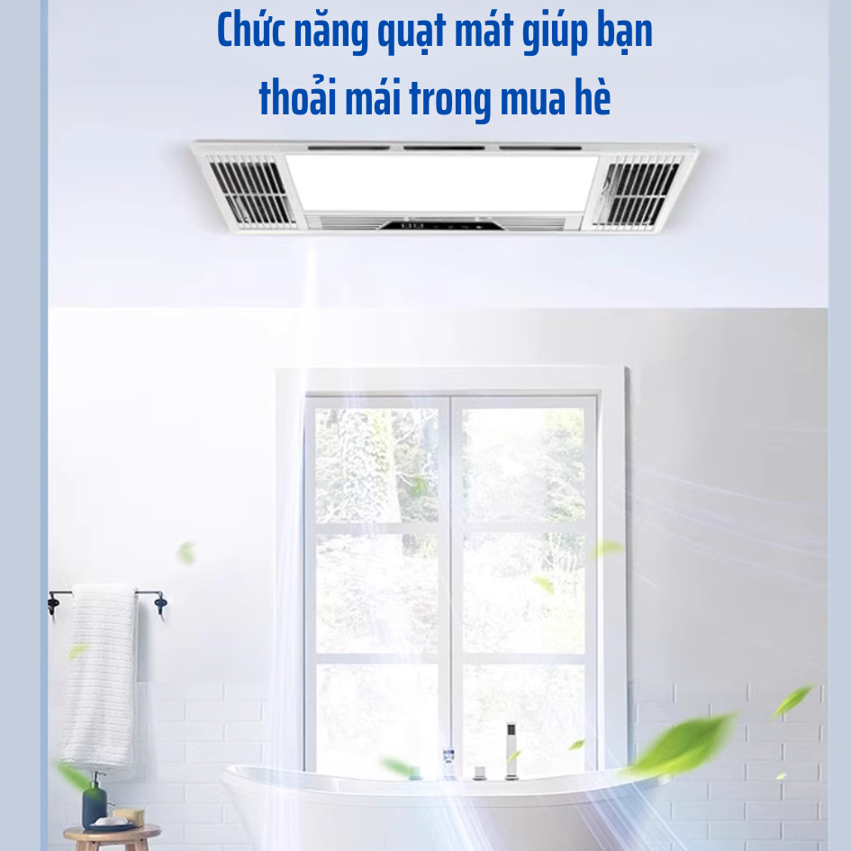 Quạt sưởi âm trần nhà tắm KAW - 4IN1dèn sáng, sưởi ấm, hút ẩm, quạt mát - Bảo hành chính hãng