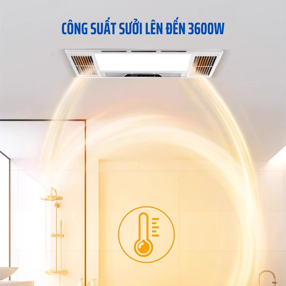 Quạt sưởi âm trần nhà tắm KAW - 4IN1dèn sáng, sưởi ấm, hút ẩm, quạt mát - Bảo hành chính hãng