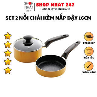 [Hỏa Tốc HN] Set 2 nồi chảo 16cm Kakuse kèm nắp đậy dùng cho mọi loại bếp Nhật Bản