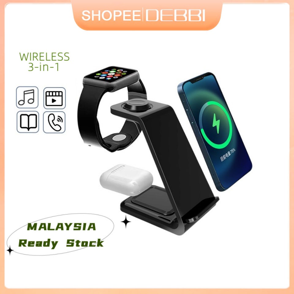 Sạc không dây，Điện thoại di động, đồng hồ thông minh, tai nghe không dây, sạc không dây ba trong một