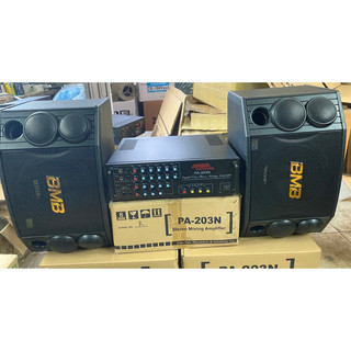 Bộ karaoke gia đình gồm amly 203n 12s soff tossiba & đôi loa bmb 2000se bass & tép đều từ kép