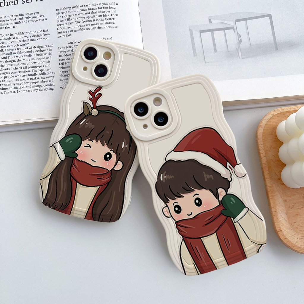 Ốp Điện Thoại iphone couple in hình Noel ỐP Tết cặp đôi cute gợn sóng iphone 6/7/8/X/XS/11/12/13/14 15 Pro Plus Max