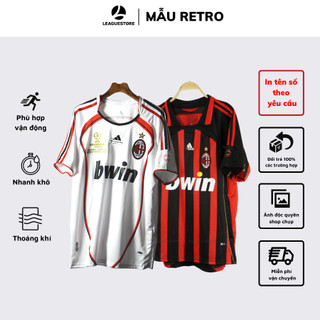 RETRO bộ đá bóng AC Milan Leaguestore - quần áo đá bóng mùa 2007 vải thái dệt form âu