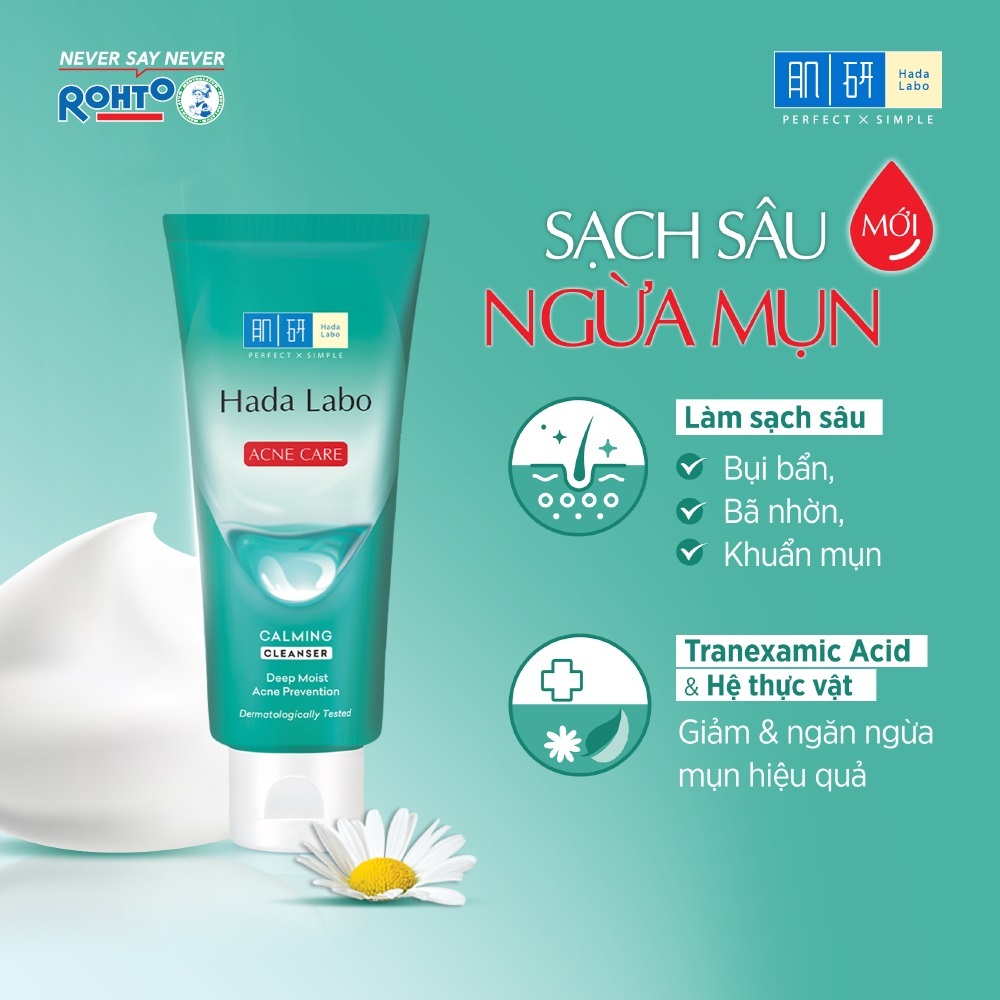 Kem Rửa Mặt Hada Labo Acne Care Calming Cleanser Cho Da Mụn Và Nhạy Cảm 80g