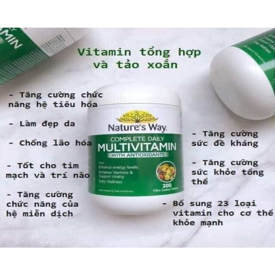 Viên uống vitamin tổng hợp tảo biển Nature’s Way Complete Daily Multivitamin của Úc 200 viên