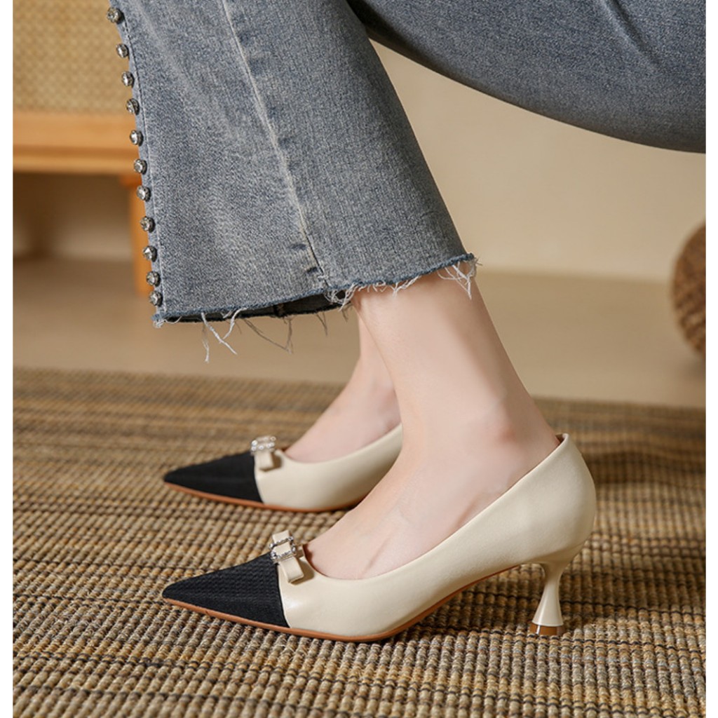 Giày Cao Gót Nữ Mũi Nhọn, Đế Nhọn Cao 5P, Chất Liệu Da Mềm, Kiểu Dáng Trẻ trung, Thoải mái-DA873