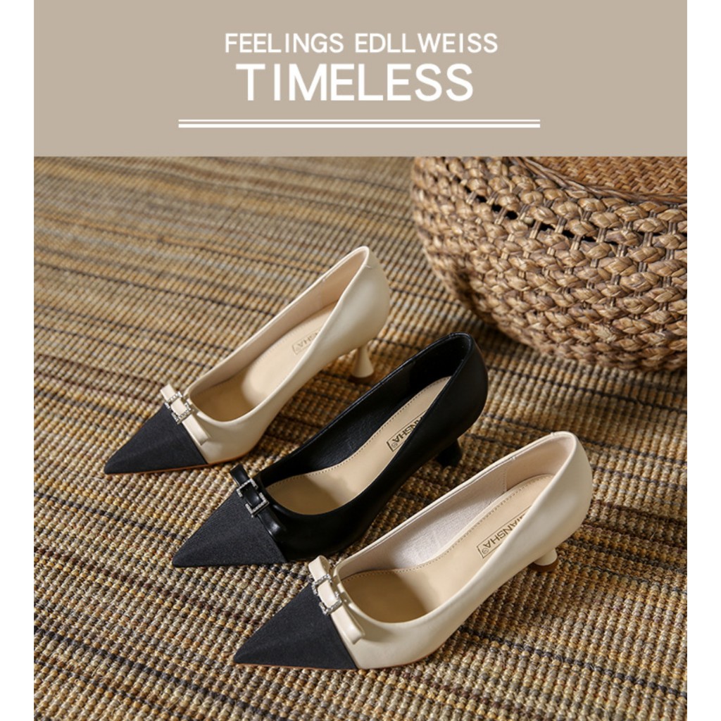 Giày Cao Gót Nữ Mũi Nhọn, Đế Nhọn Cao 5P, Chất Liệu Da Mềm, Kiểu Dáng Trẻ trung, Thoải mái-DA873