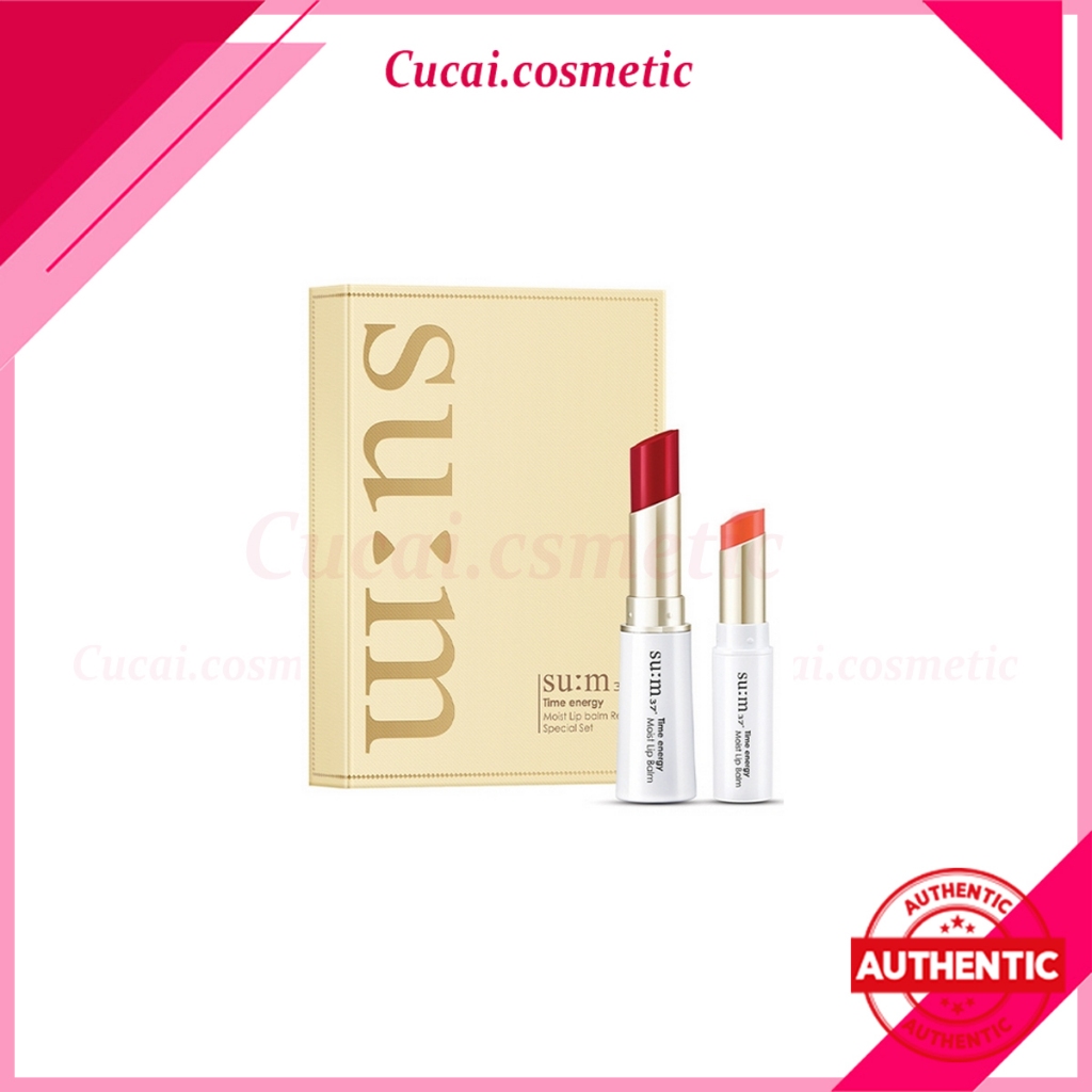 2 Thỏi Son Dưỡng Có Màu Su:m37 Time Energy Moist Lip Balm Sum37