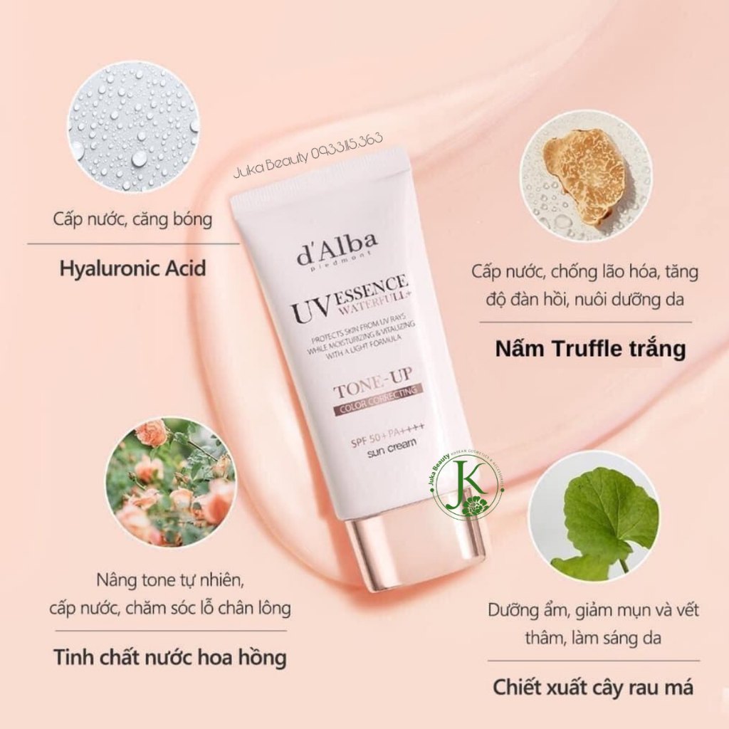 Kem chống nắng D'Alba Waterfull Essence / MILD / TONE UP Sun Cream SPF50+ PA++++ 50ml