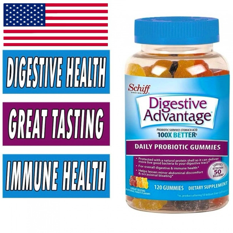 Kẹo dẻo hỗ trợ tiêu hóa Schiff Digestive Advantage Daily Probiotic Gummies 120 viên của Mỹ