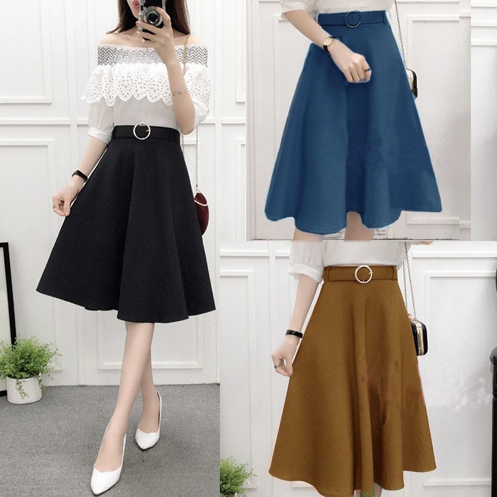Chân váy xòe kèm belt hottrend