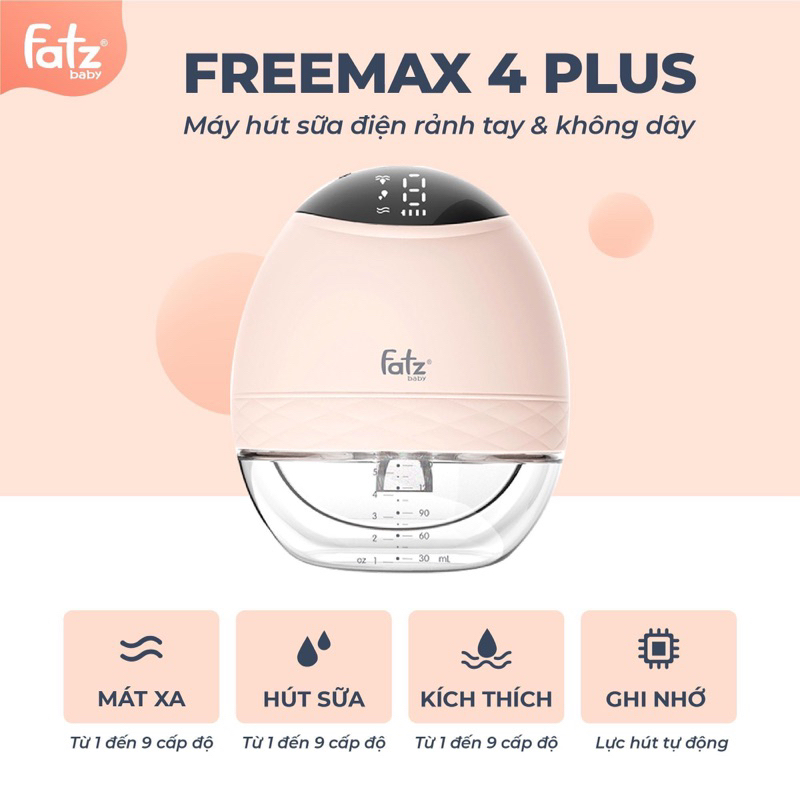 Máy hút sữa điện rảnh tay, không dây Fatzbaby - FREEMAX 4 PLUS - FB1277RH