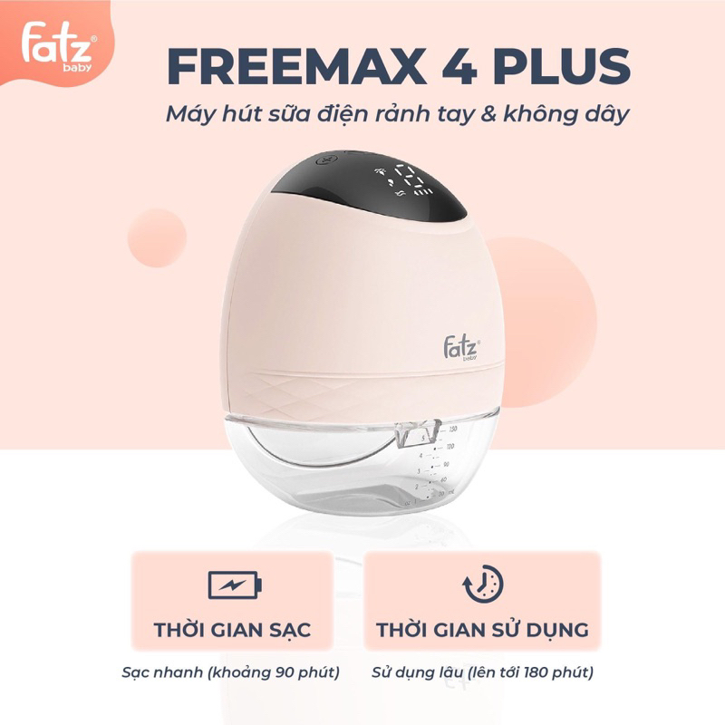 Máy hút sữa điện rảnh tay, không dây Fatzbaby - FREEMAX 4 PLUS - FB1277RH