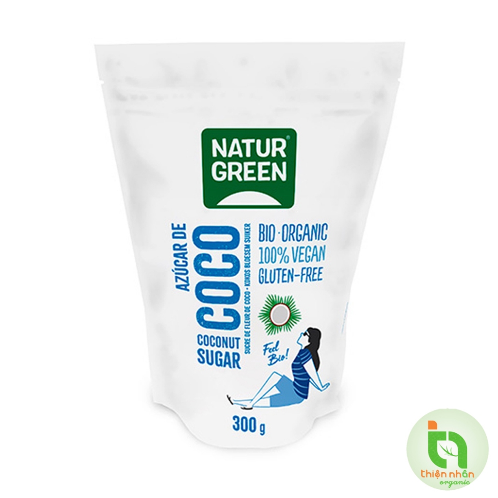 Đường dừa hữu cơ NaturGreen 300g Đường mật hoa dừa Coconut sugar