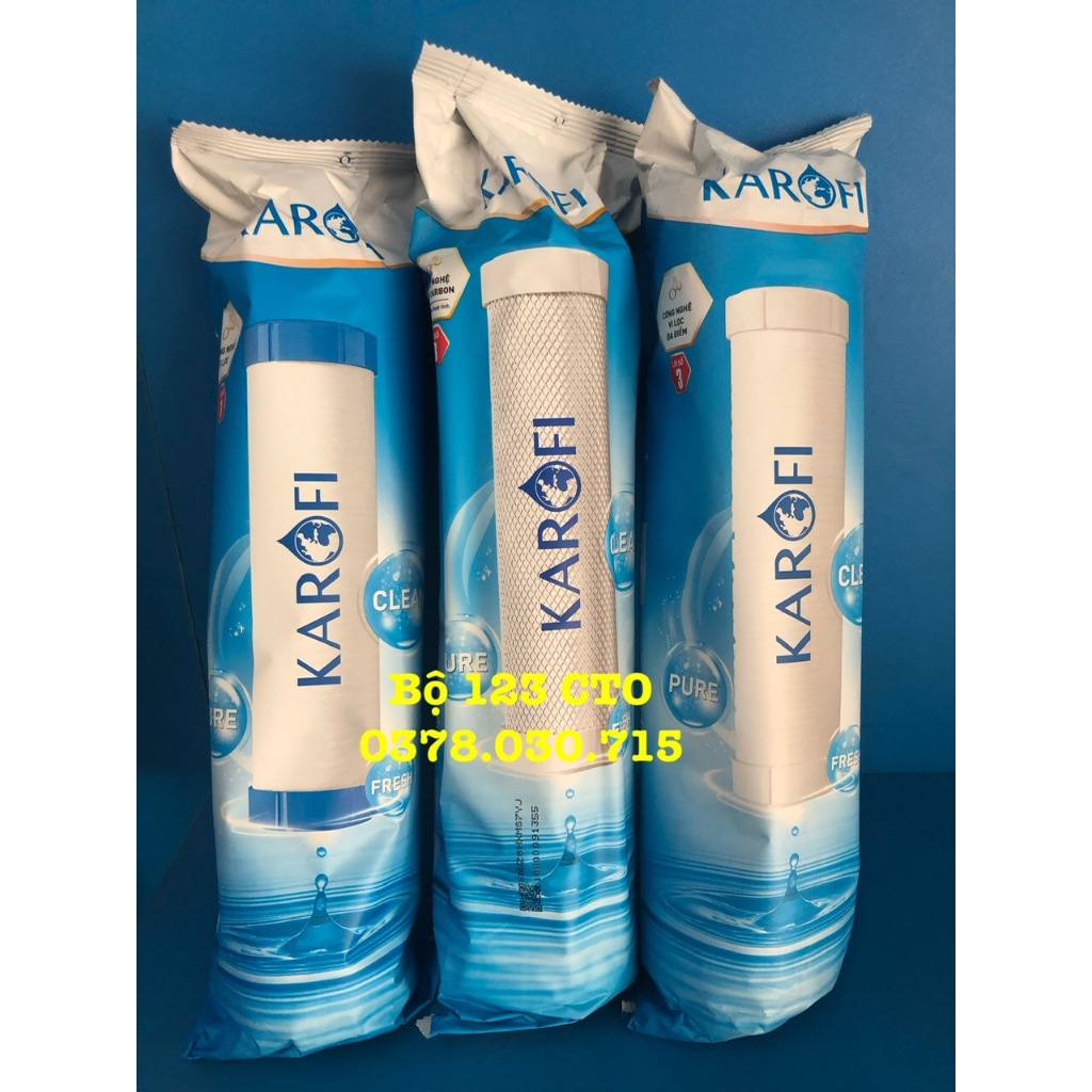 Combo 4 lõi lọc Karofi với bộ 123CTO + màng RO 100GDP đúc  Hàn Quốc  dùng cho máy S-S038 Slim