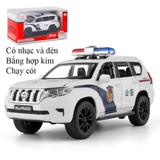 Mô hình xe ô tô cảnh sát Toyota Land Cruiser Prado bằng hợp kim có nhạc và đèn mở được cửa chạy cót