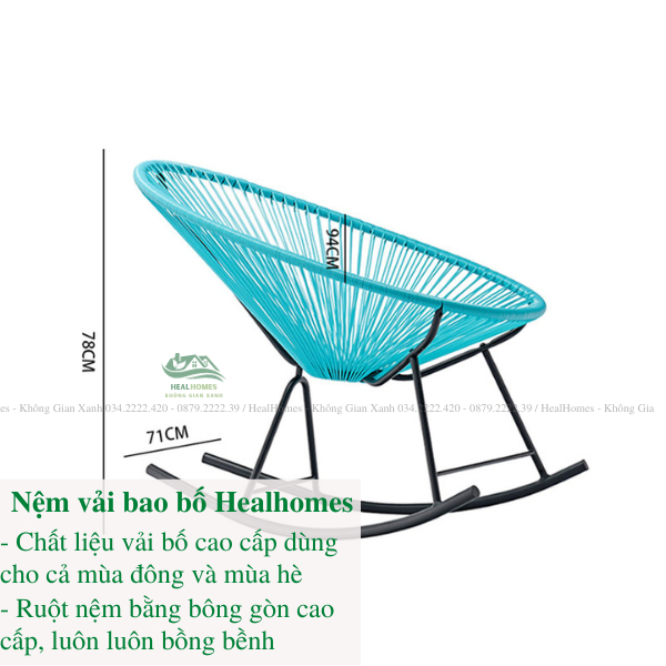 Ghế lười bập bênh thư giãn dây văng Acapulco giả mây lõi thép trang trí ban công phòng khách decor sân vườn  / Đà Nẵng