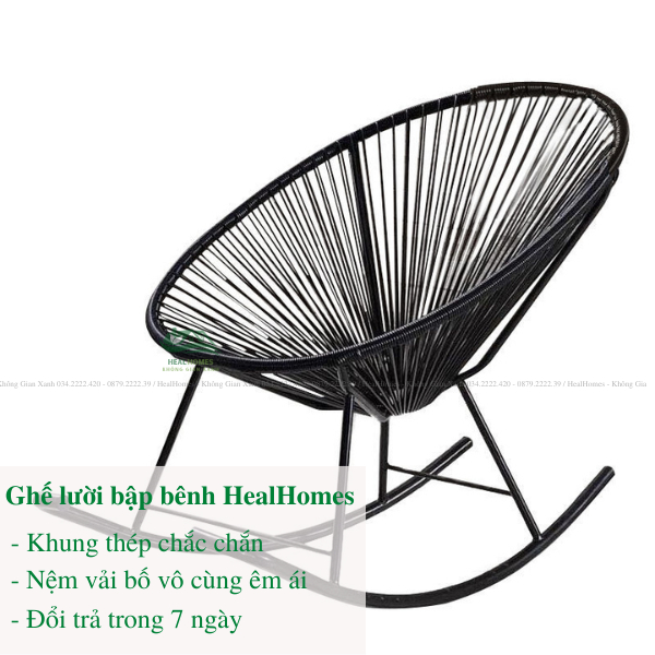 Ghế lười bập bênh thư giãn dây văng Acapulco giả mây lõi thép trang trí ban công phòng khách decor sân vườn  / Đà Nẵng