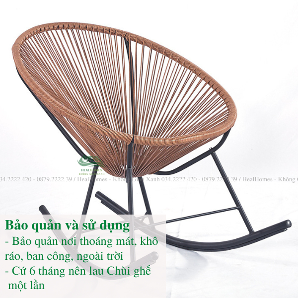 Ghế lười bập bênh thư giãn dây văng Acapulco giả mây lõi thép trang trí ban công phòng khách decor sân vườn  / Đà Nẵng