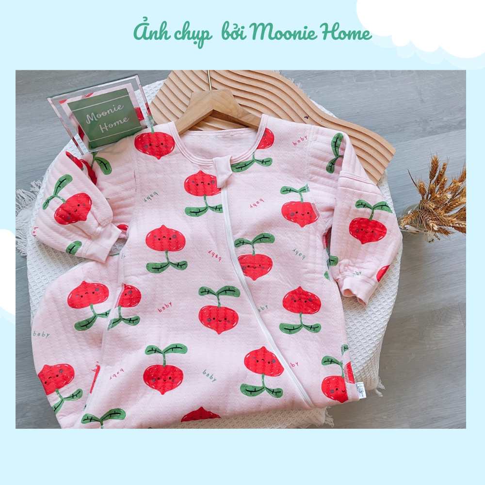 Túi Ngủ Mùa Đông Cho Bé Trần Bông Cotton Sợi Tre