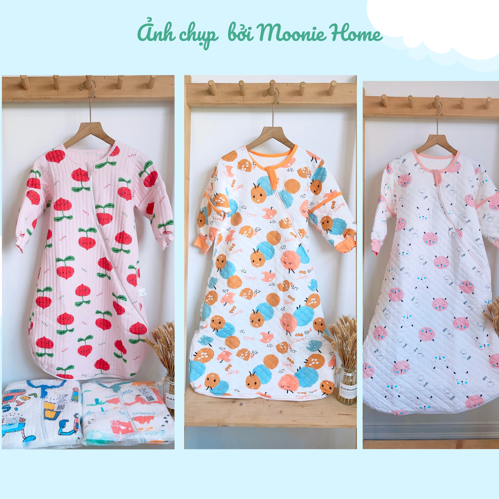 Túi Ngủ Mùa Đông Cho Bé Trần Bông Cotton Sợi Tre