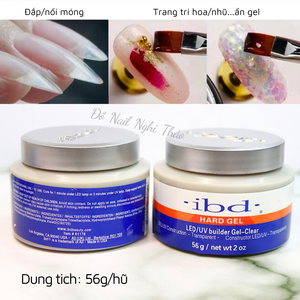 Gel đắp móng IBD chính hãng không nóng NGHI THẢO hũ 56g