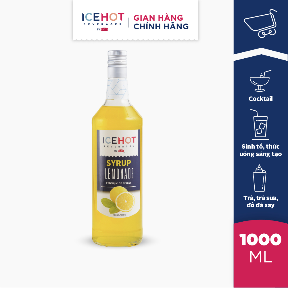 Siro Hương Chanh Vàng ICEHOT Chai 1L - sx tại Pháp