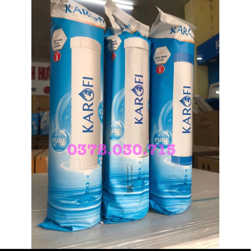 Combo 4 lõi lọc Karofi với bộ 123CTO + màng RO 100GDP đúc  Hàn Quốc  dùng cho máy S-S038 Slim