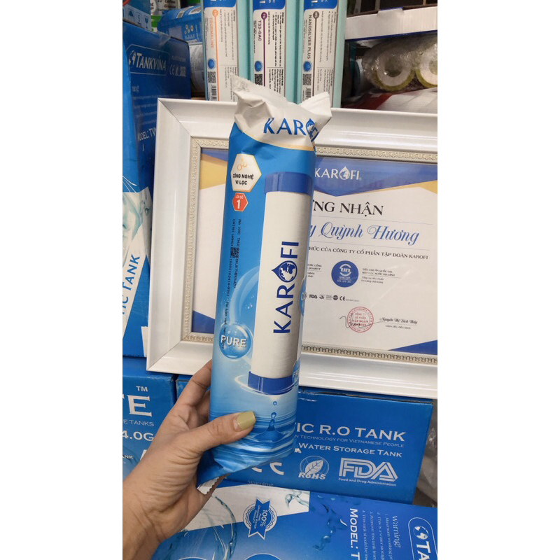 Combo 4 lõi lọc Karofi với bộ 123CTO + màng RO 100GDP đúc  Hàn Quốc  dùng cho máy S-S038 Slim