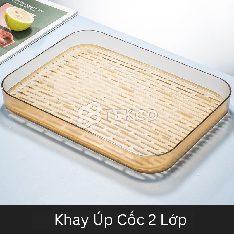 Khay Úp Cốc, Ly 2 Lớp Có Rãnh Thoát Nước - Khay Nhựa 2 Lớp Chịu Nhiệt Chất Liệu Nhựa PP Cao Cấp