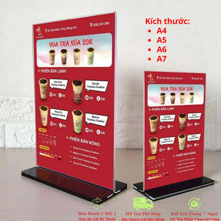Bảng menu mica a4, a5, a6, a7 - menu để bàn mica - menu chữ t