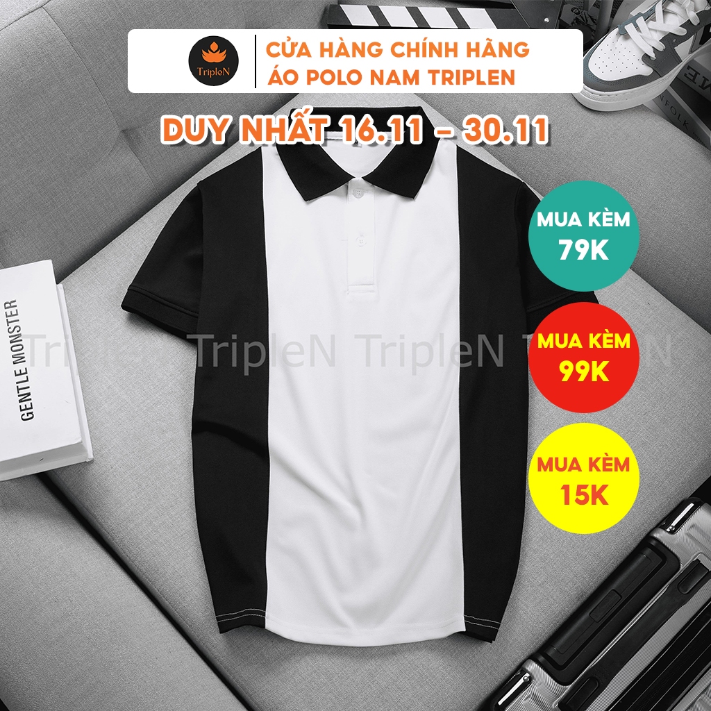 Áo polo nam tay ngắn TripleN chất vải cá sấu cao cấp co giãn thoáng mát, màu sắc trẻ trung