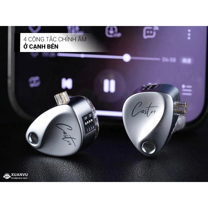 Tai nghe KZ Castor - có Mic, Thiết kế bóng bẩy ấn tượng với hai phiên bản màu  Bạc âm trung tính , màu Đen tăng bass